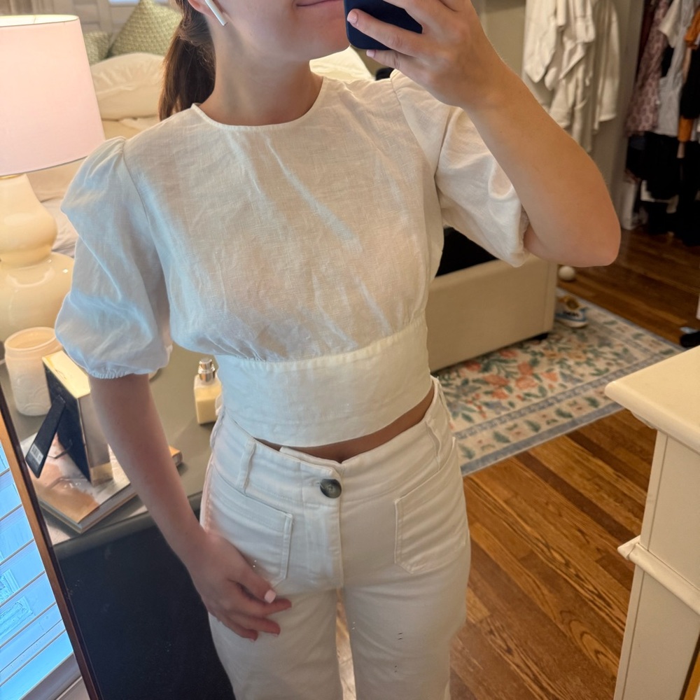 Reformation Backless Puff Sleeve Blouse